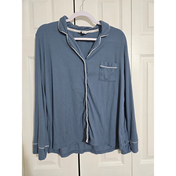 Nicole miller large women's blue ribbed pajama set - Picture 2 of 13